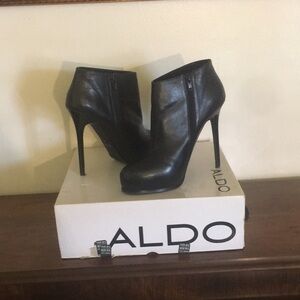 Aldo Sleek Black Heeled Boots